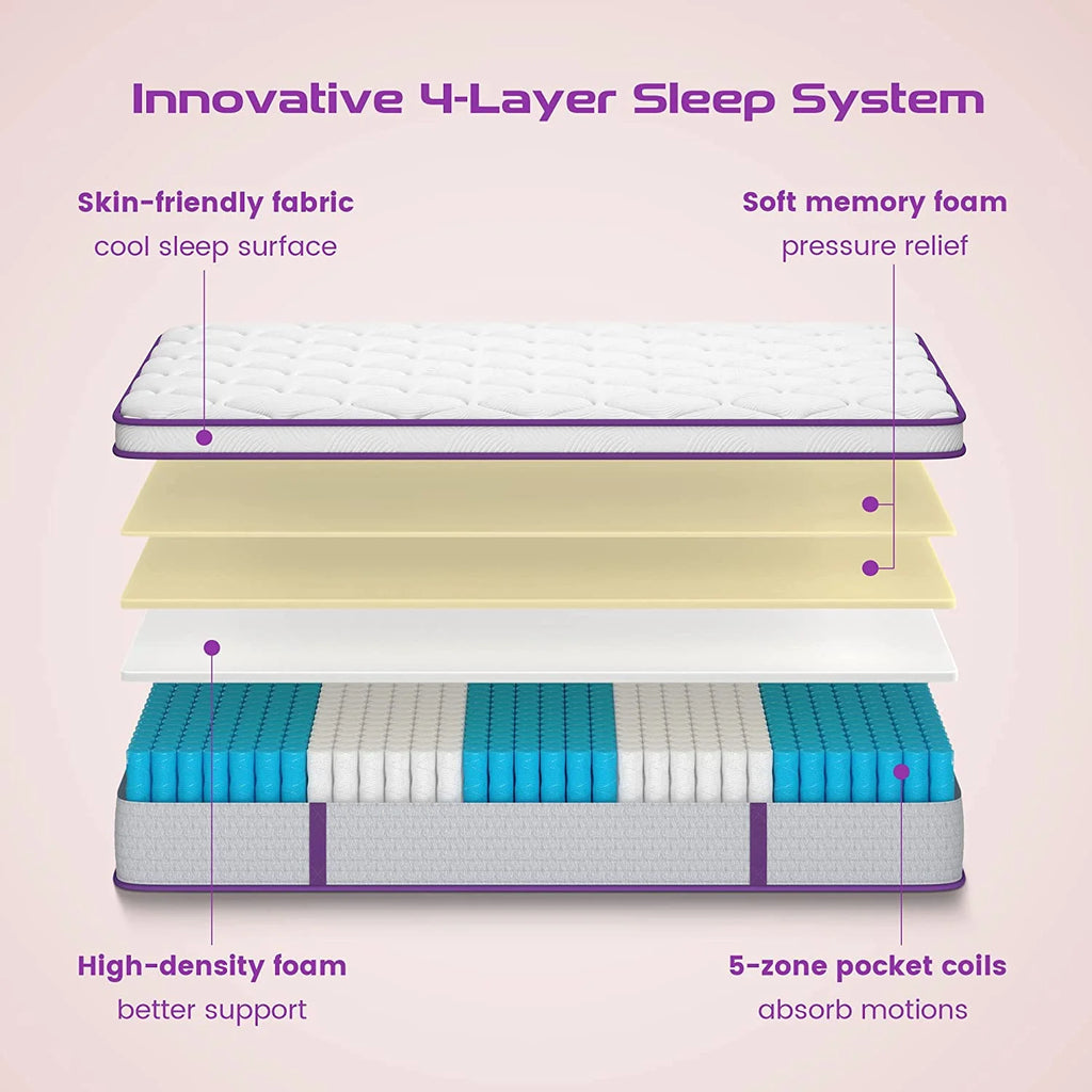 Queen Size Hybrid Mattress, 10 Inch Memory Foam Euro Top, Medium Firm T31957