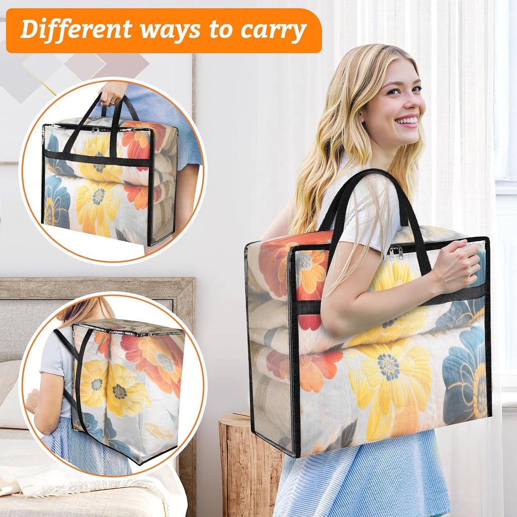 Clear Clothes Storage Bags with Zipper and Handle, 8 Pack J7254