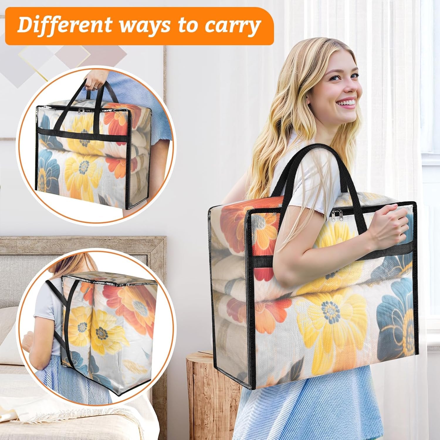 Clear Clothes Storage Bags with Zipper and Handle, 8 Pack J7254