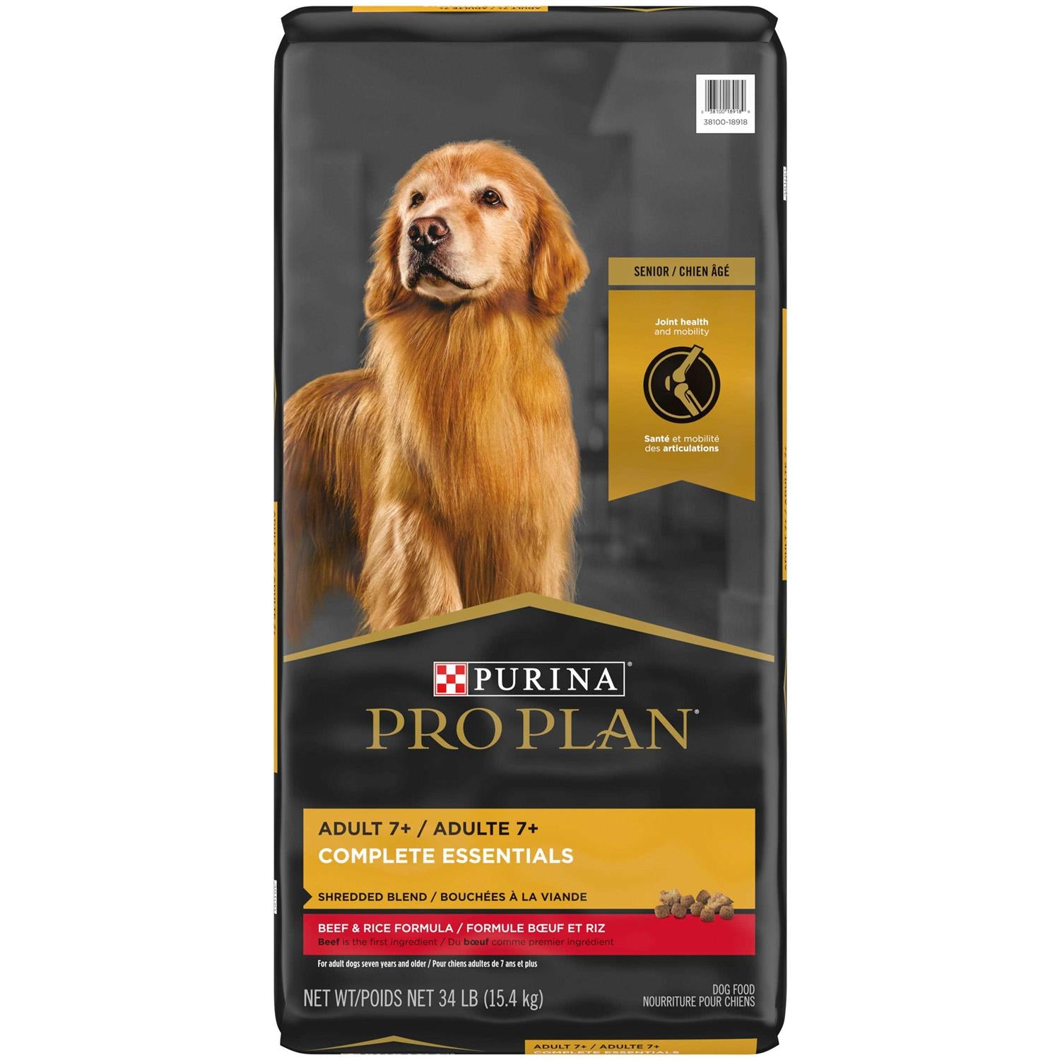 Purina Pro Plan Senior Adult 7+ Complete Essentials Shredded Blend Beef &amp; Rice Formula High Protein Dog Food - Pet Supplies online store