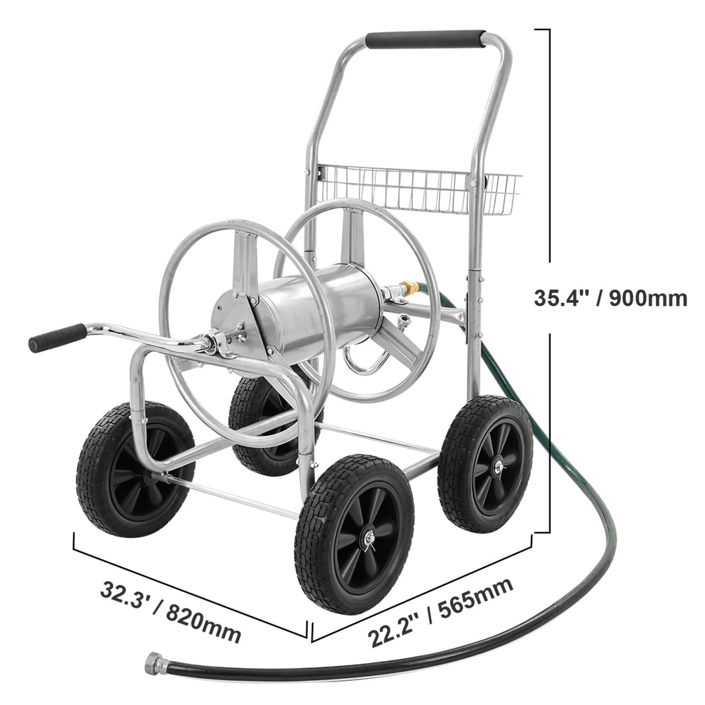 Hose Reel Cart with Wheels, Metal, Holds 250 ft of 5/8" Hose E917384