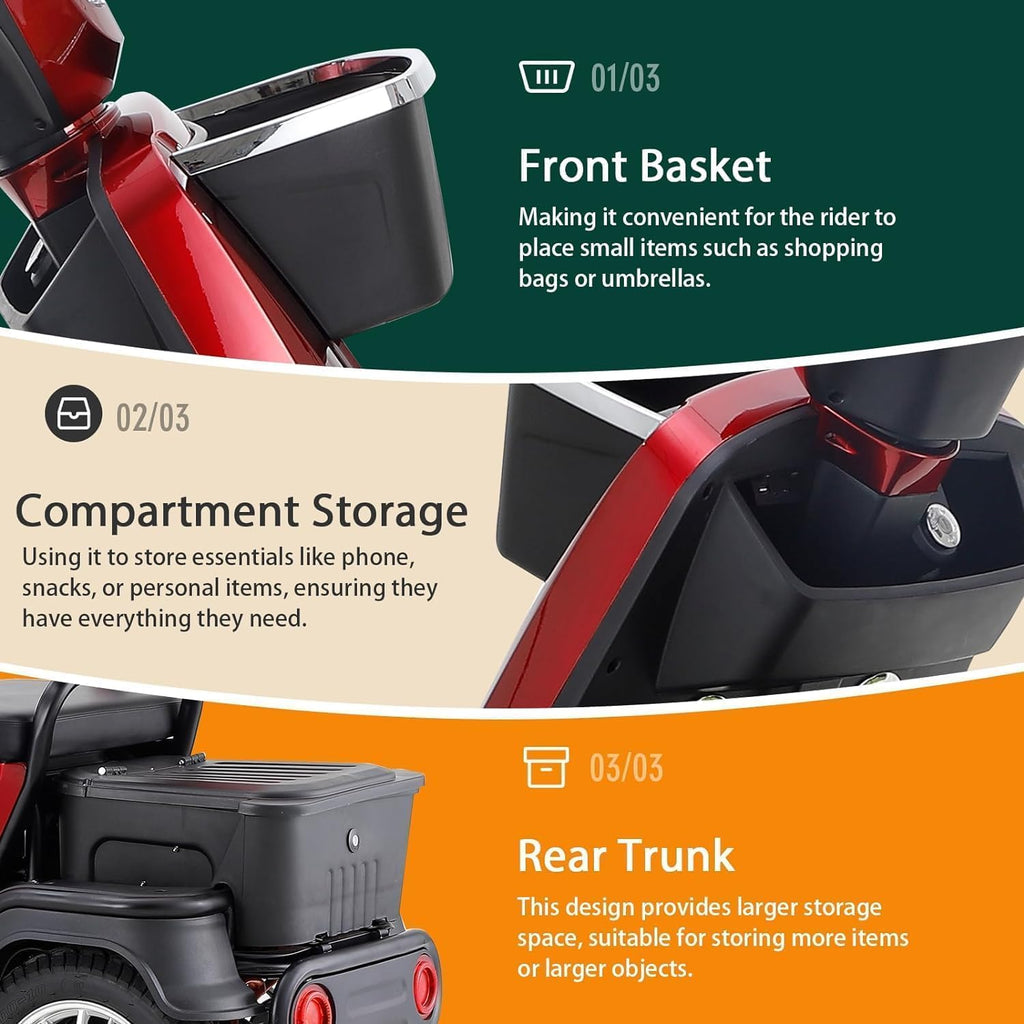 4 Wheel Mobility Scooter for Seniors, 500lbs Capacity, 36-Mile Range R592775