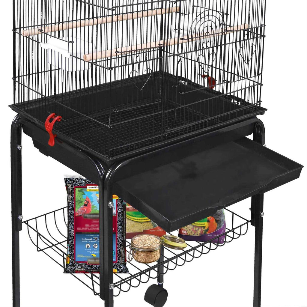 Large Wrought Iron Bird Cage with Rolling Stand for Parakeet C5765