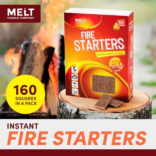 Fire Starter Squares, 160 pcs for Campfire, Grill, Fire Pit, BBQ R55260
