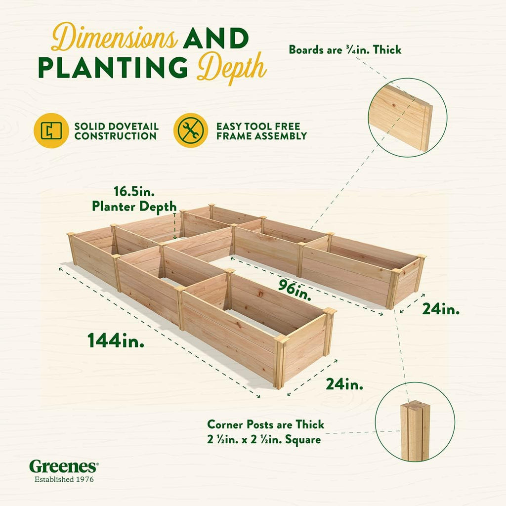 Cedar Raised Garden Bed, 8' x 12' x 16.5" U-Shaped U1093