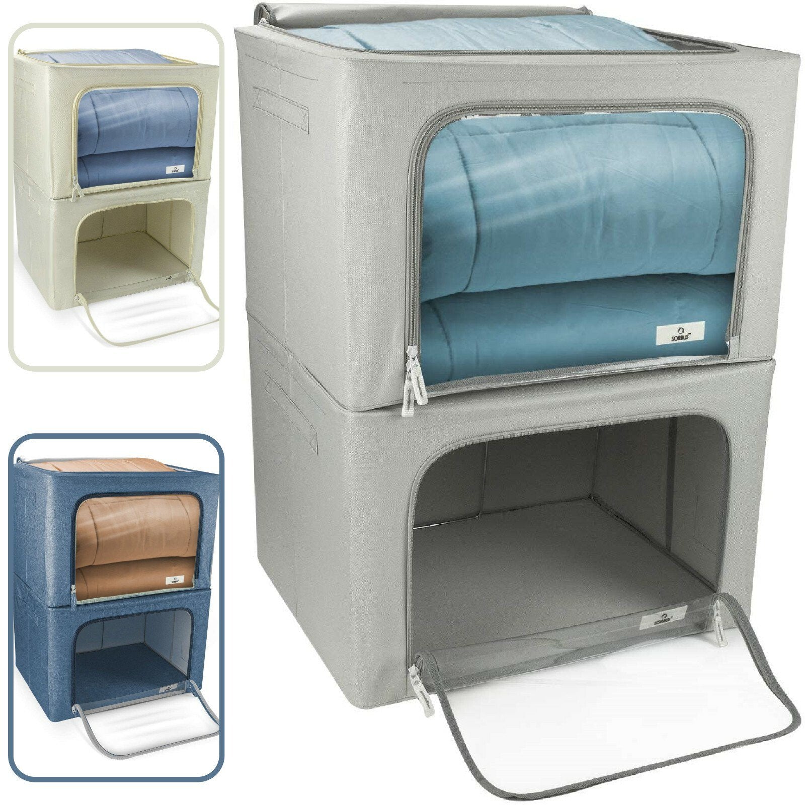 Stackable Clothes & Blanket Storage Bags - Underbed & Closet Organizer (2-Pack) U2111