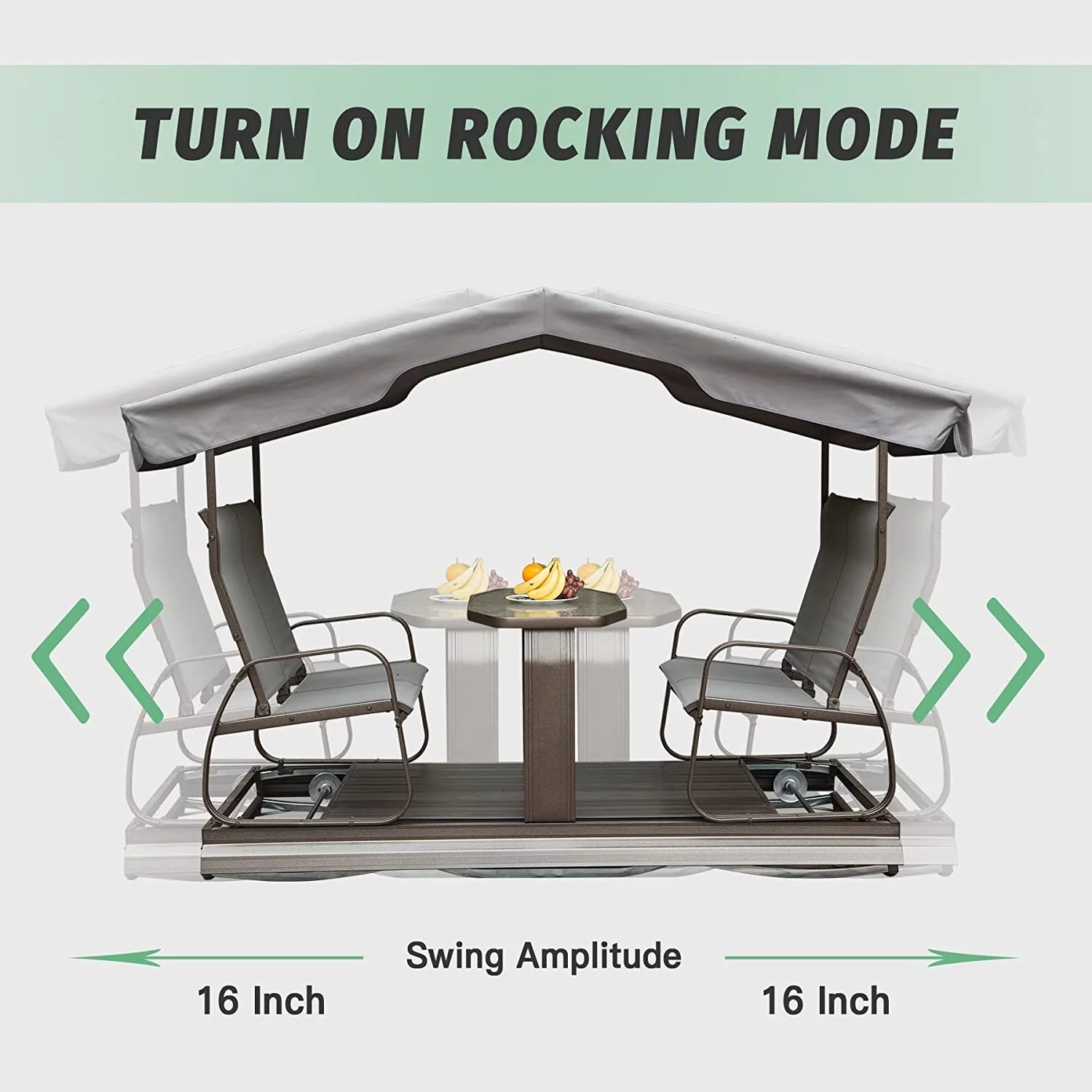 Outdoor Glider Bench with Canopy, 4-Seat Patio Swing Chair T819