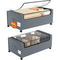 12 inch Under the Bed Storage Bins with Clear Lid, Under Bed Storage Containers with Wheels for Underneath Small Spaces Dorms, Blankets (2 Pack, Grey, 30.7x17.3x12)