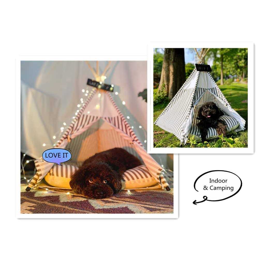 Pet Teepee Tent for Dog with Thick Cushion, 28 Tall J485