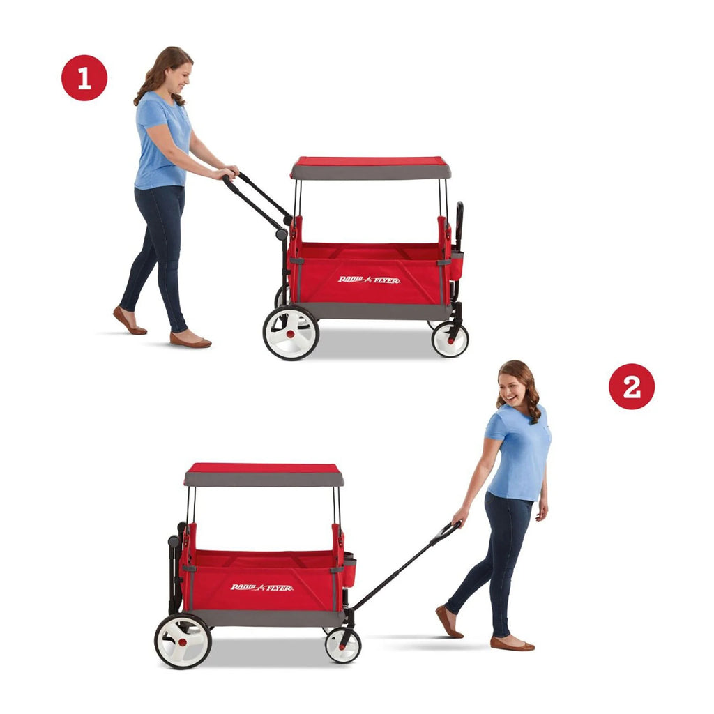 Convertible Stroll N Wagon with Pull & Push Handle, Red/Black L38874