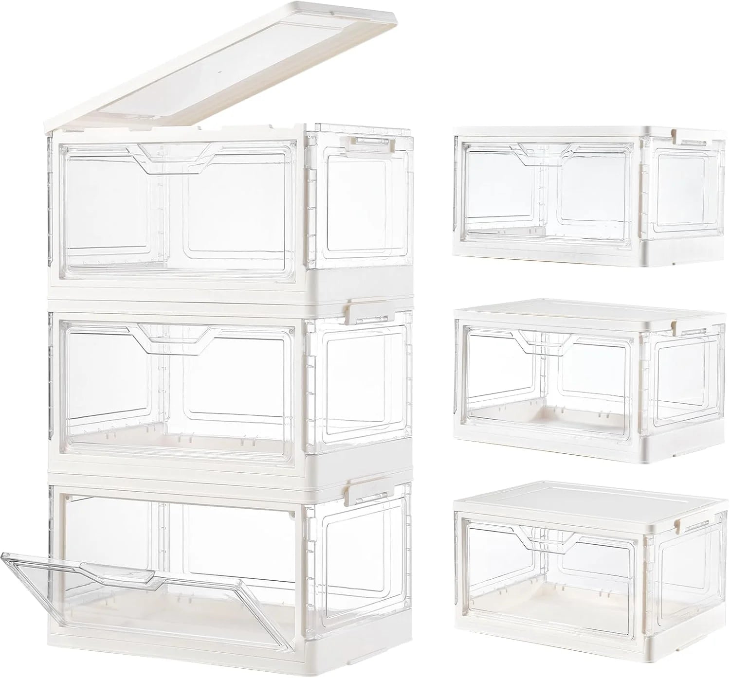 Stackable Clear Plastic Storage Bins with Lids G80963