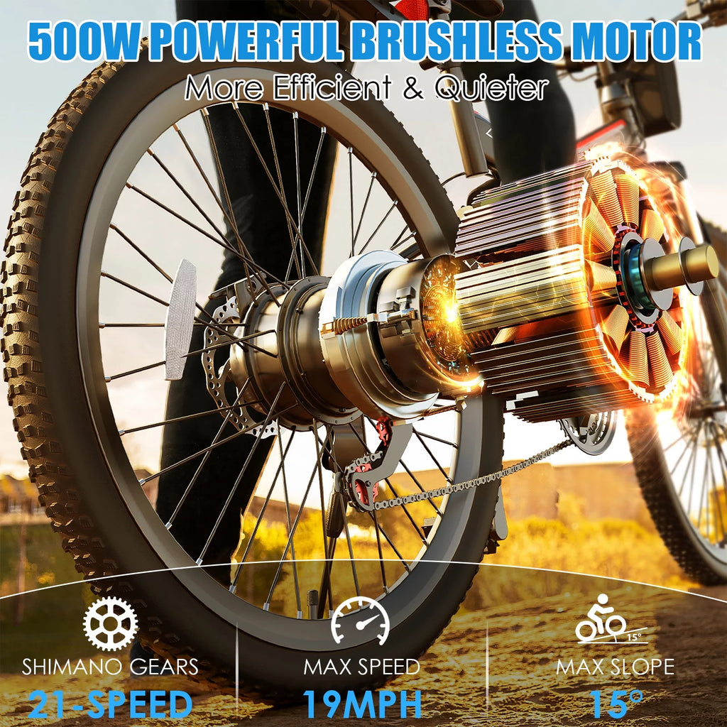 Folding Electric Mountain Bike for Adults, 48V 7.8Ah, 21 Speed W320