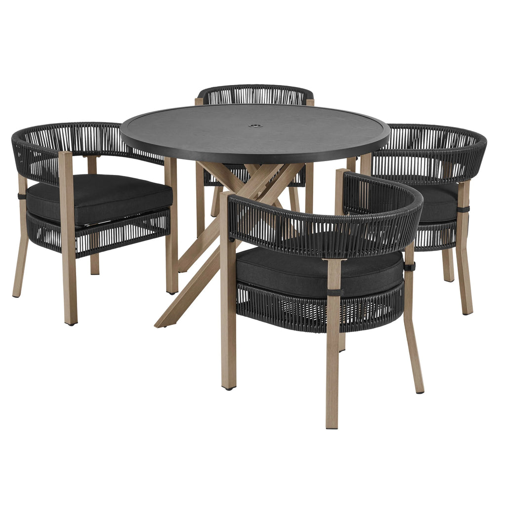 5-Piece Wicker Outdoor Dining Set, Black N1845