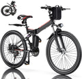 Elifine 500W 26" Electric Bike Folding Electric Mountain Bike for Adults, 48V 7.8Ah Battery Foldable Ebike, 21 Speed, Full Suspension Commuter E-bikes for Men Women with 5 Riding Modes