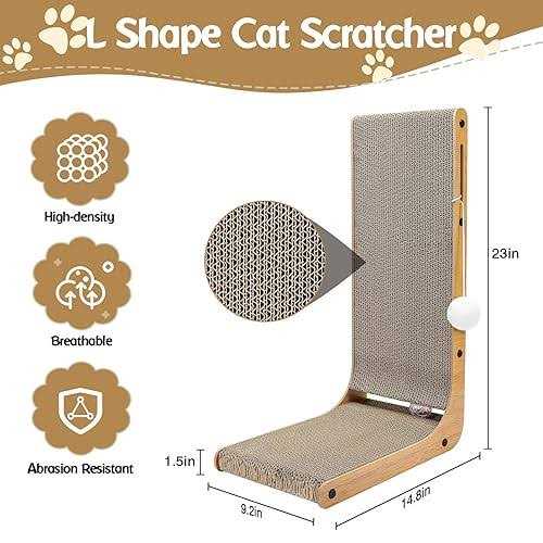 L-Shaped Cat Scratching Pad with Toy Balls for Indoor Cats and Kittens T86294