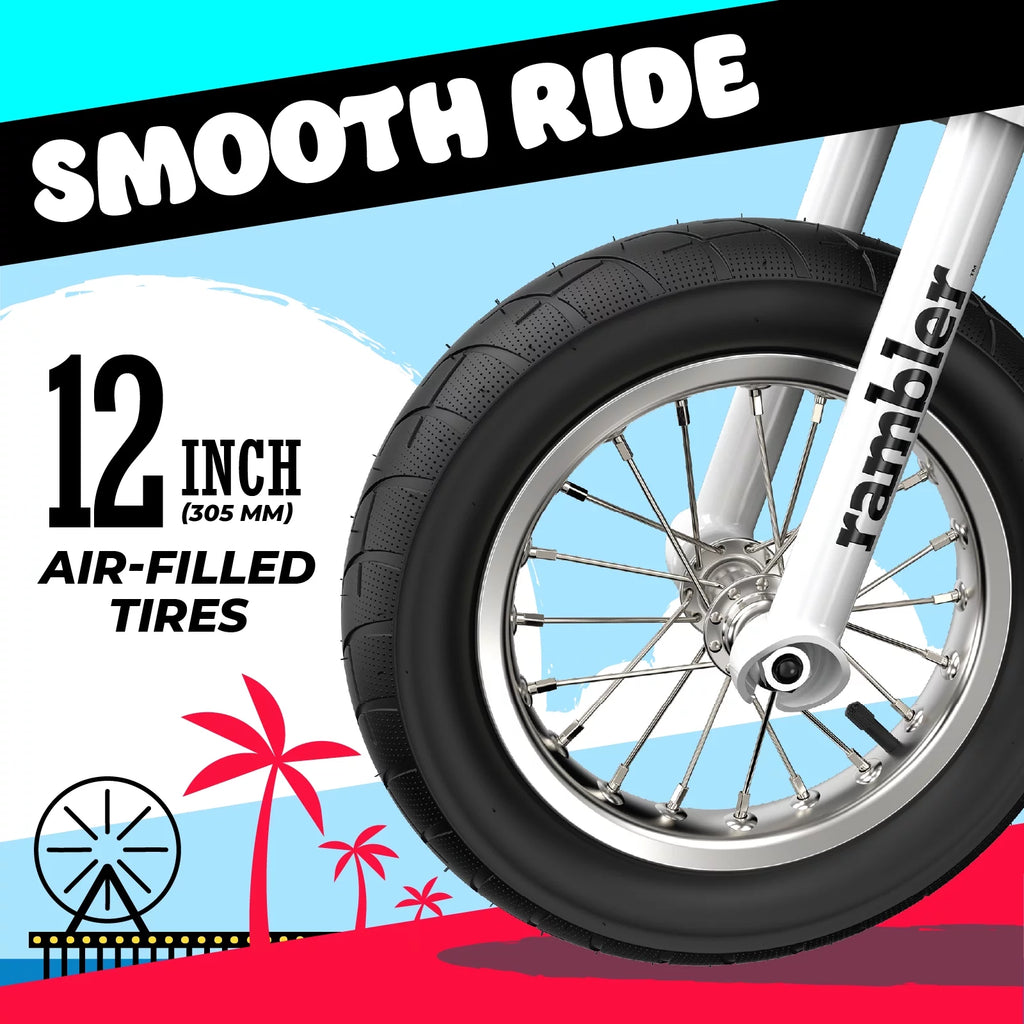 12 Seated Electric Scooter White 14 mph 12 Air-Filled Tires for Teens I13871