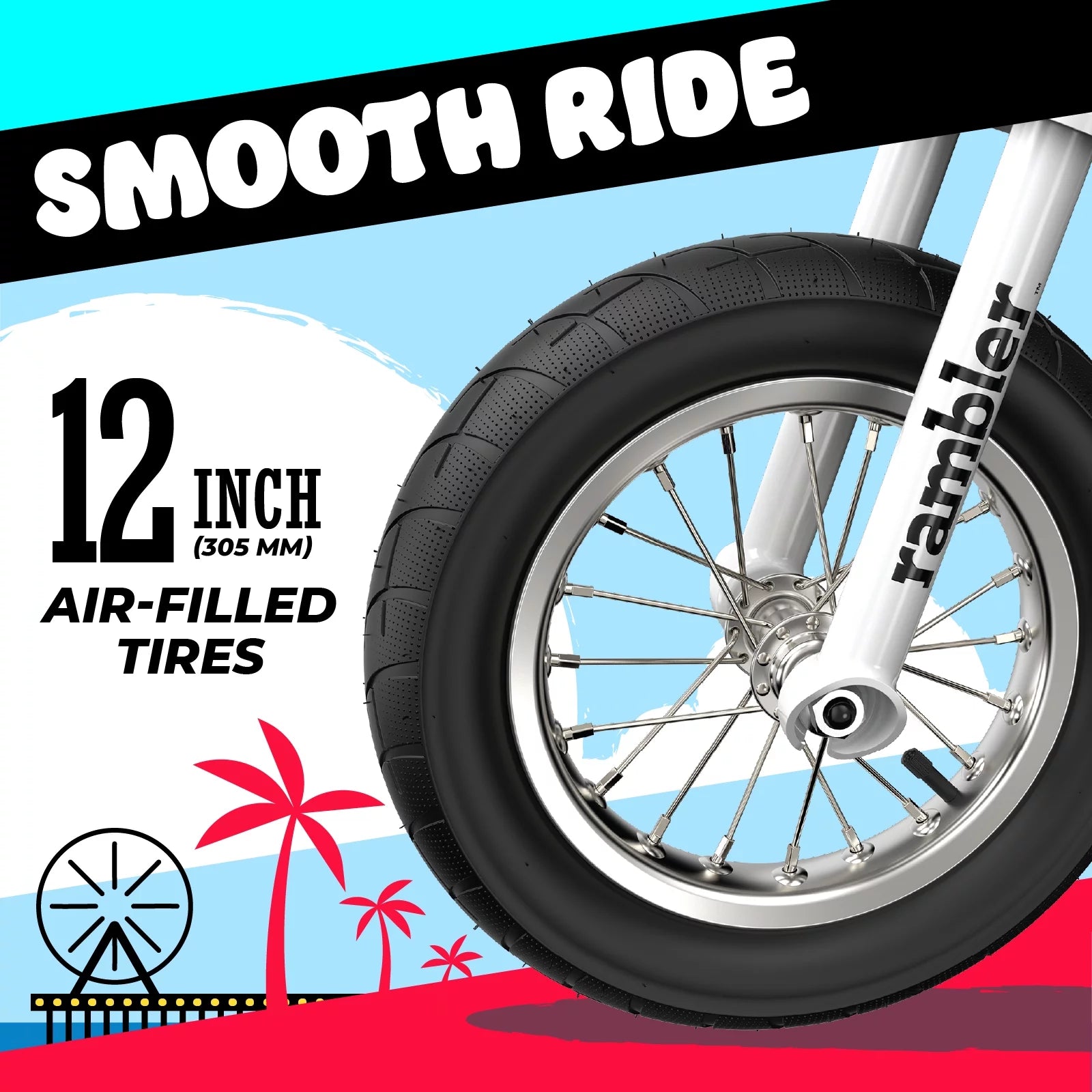 12 Seated Electric Scooter White 14 mph 12 Air-Filled Tires for Teens I13871