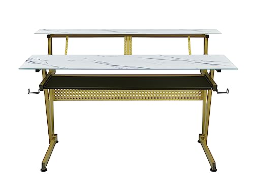 Tempered Glass Music Studio Workstation with 2 x 4U Rack Y67964