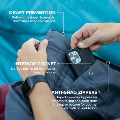 Double Sleeping Bag for Camping, Hunting and Base Camp, 20 and 0 Degree, Compression Sack Included F203