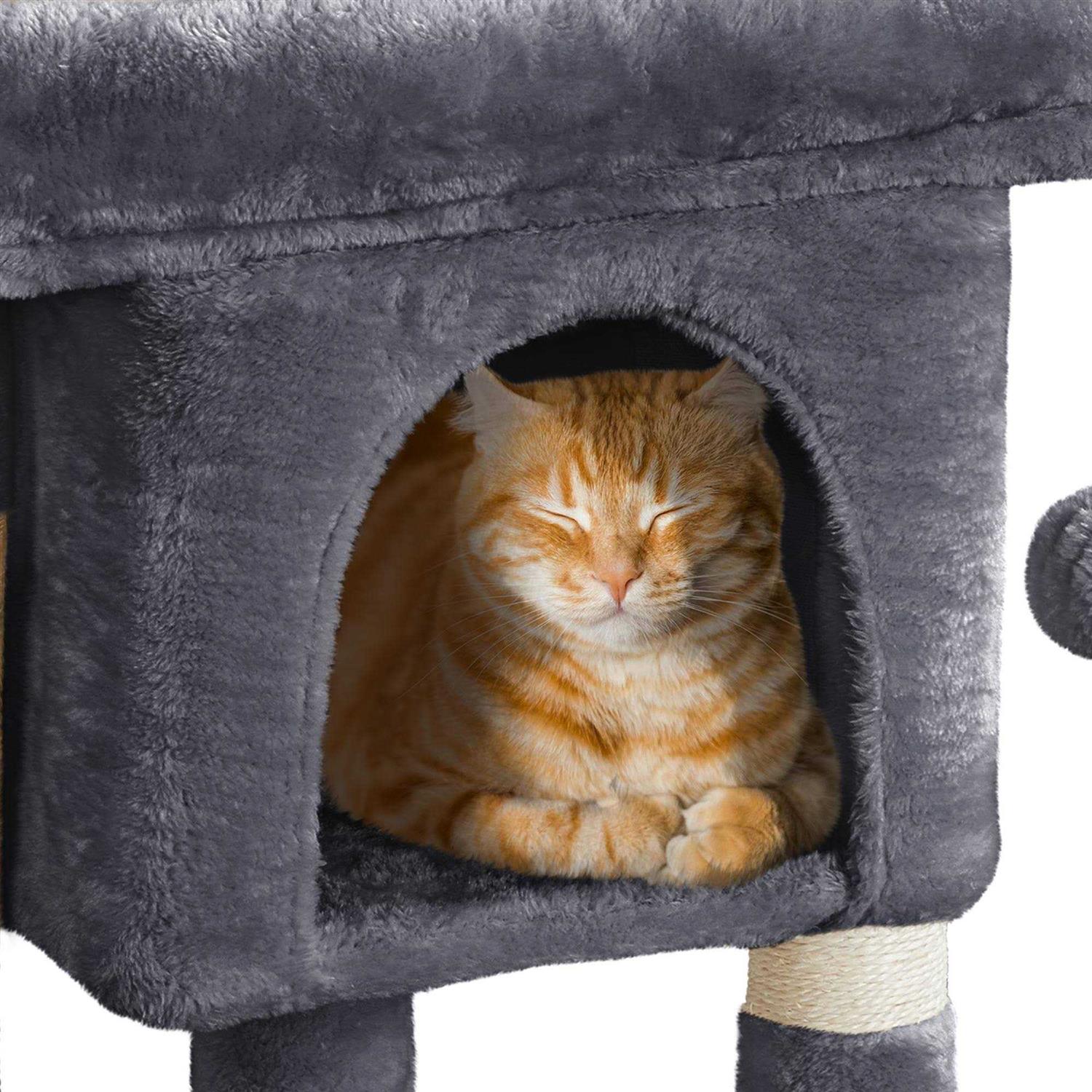 Gray 2-Level Small Cat Tree with Wide Perch S199889
