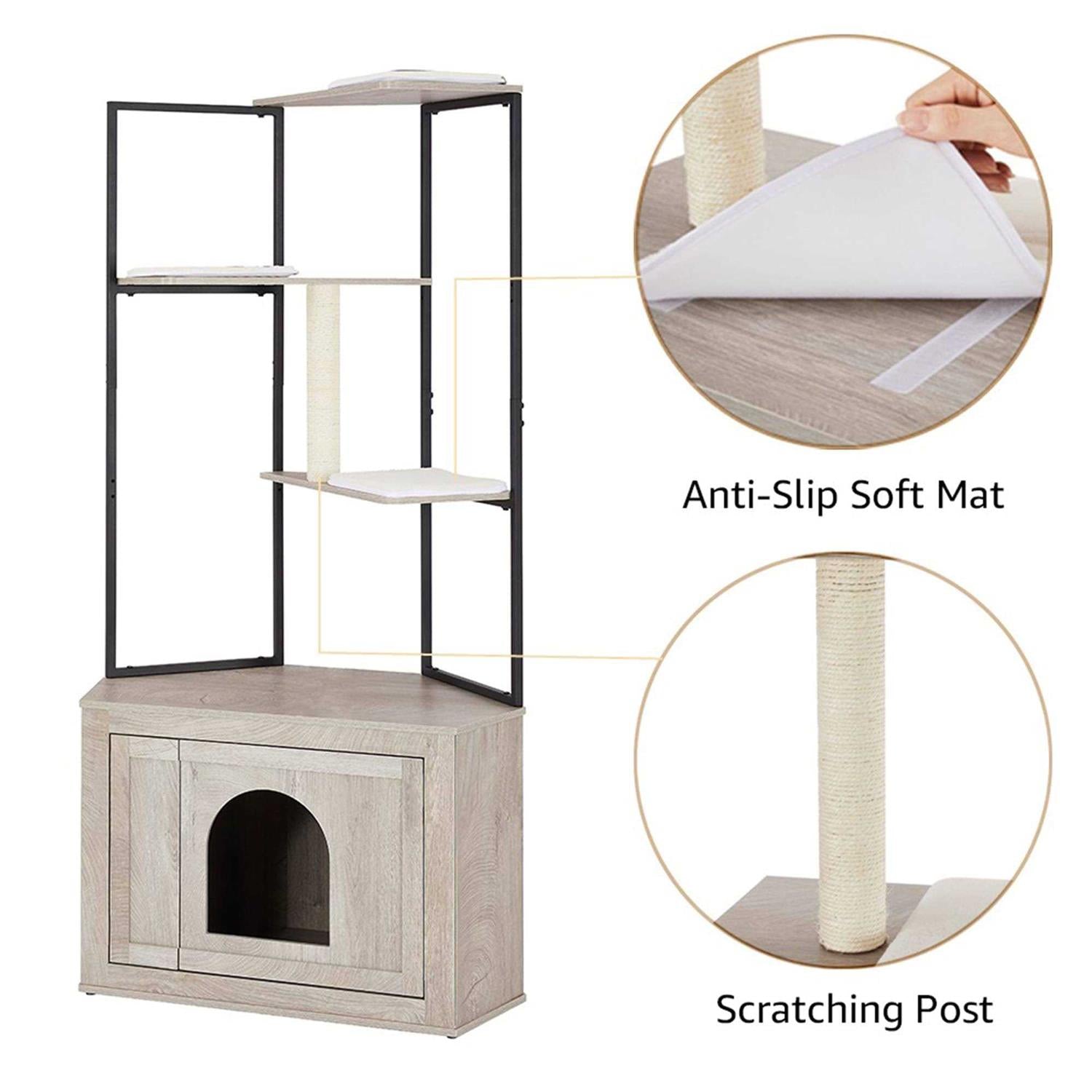 Corner Box Enclosure with Cat Tree Tower Cat Litter G6475