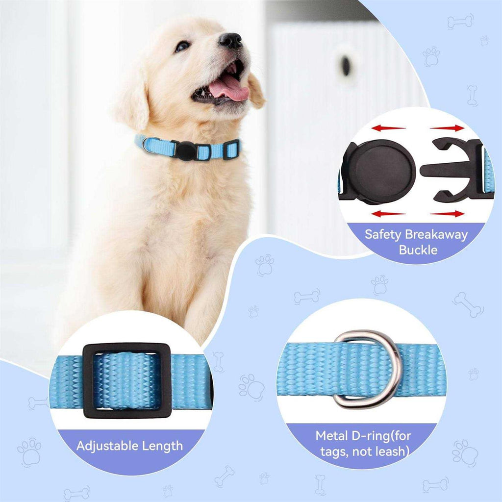 14PCS Soft Nylon Adjustable Breakaway Puppy ID Collars with Record Keeping Charts I5553