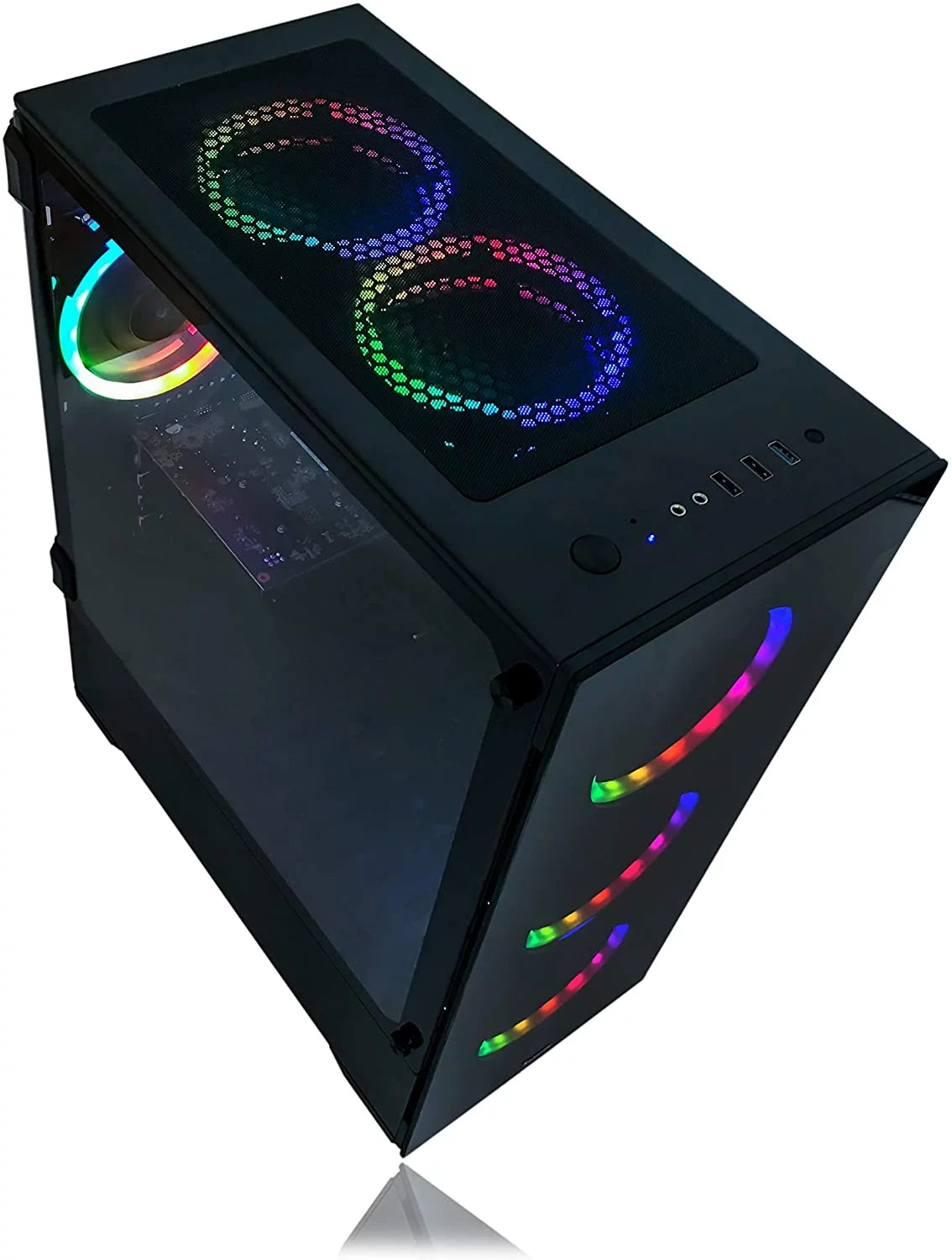 Gaming PC Desktop Computer Intel 3.70GHz 16GB RAM 512GB SSD WiFi RX 580 8GB Windows 11 RGB T124