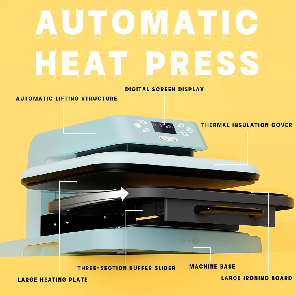 Auto Heat Press Machine for T Shirts 15 x 15 with Teflon Sheets I507