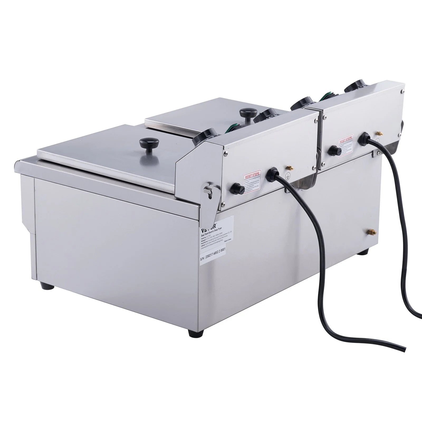 Commercial Electric Deep Fryer, Dual Tanks 3000W Countertop H866