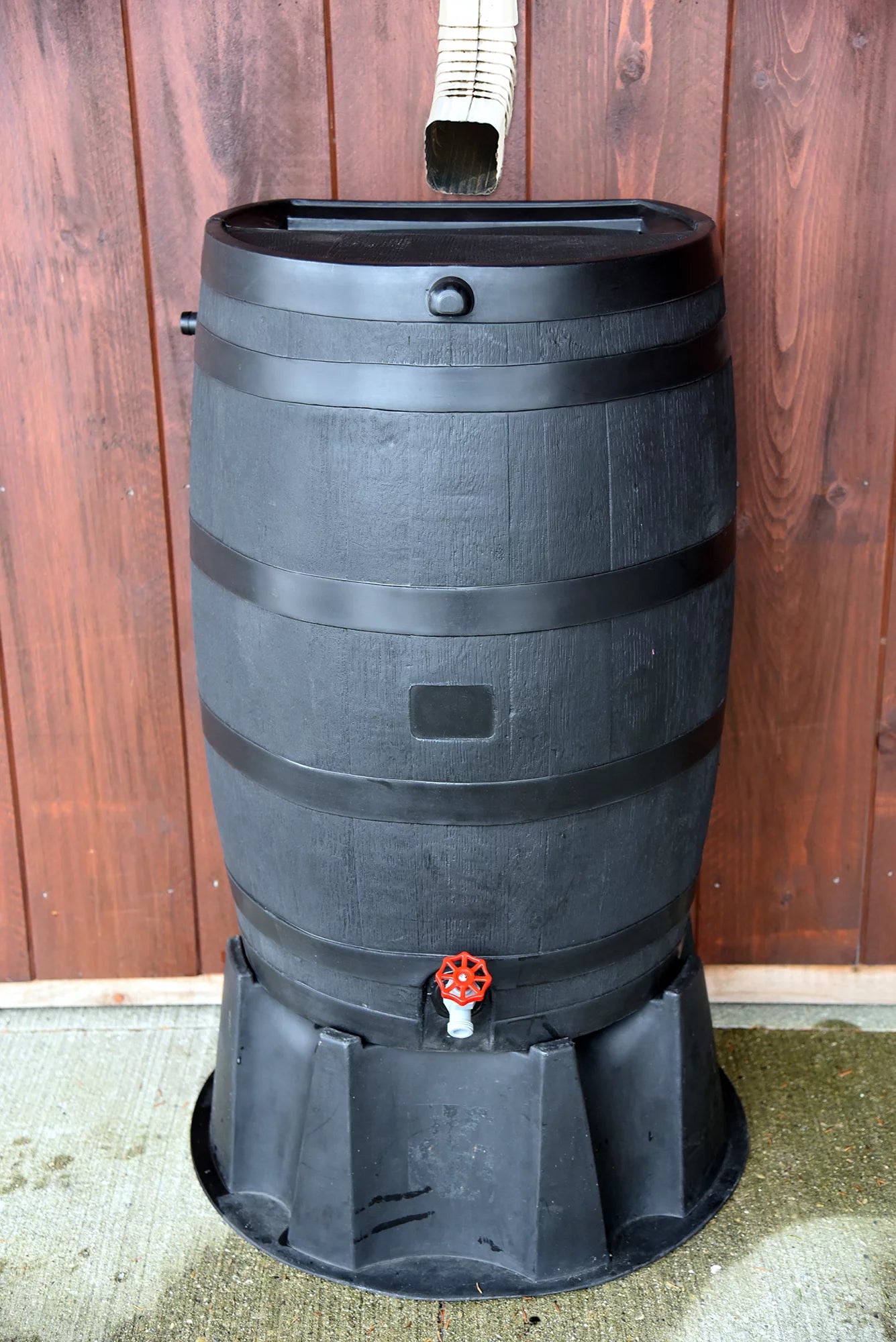 50 Gallon Flat Back Rain Barrel, Black I976971