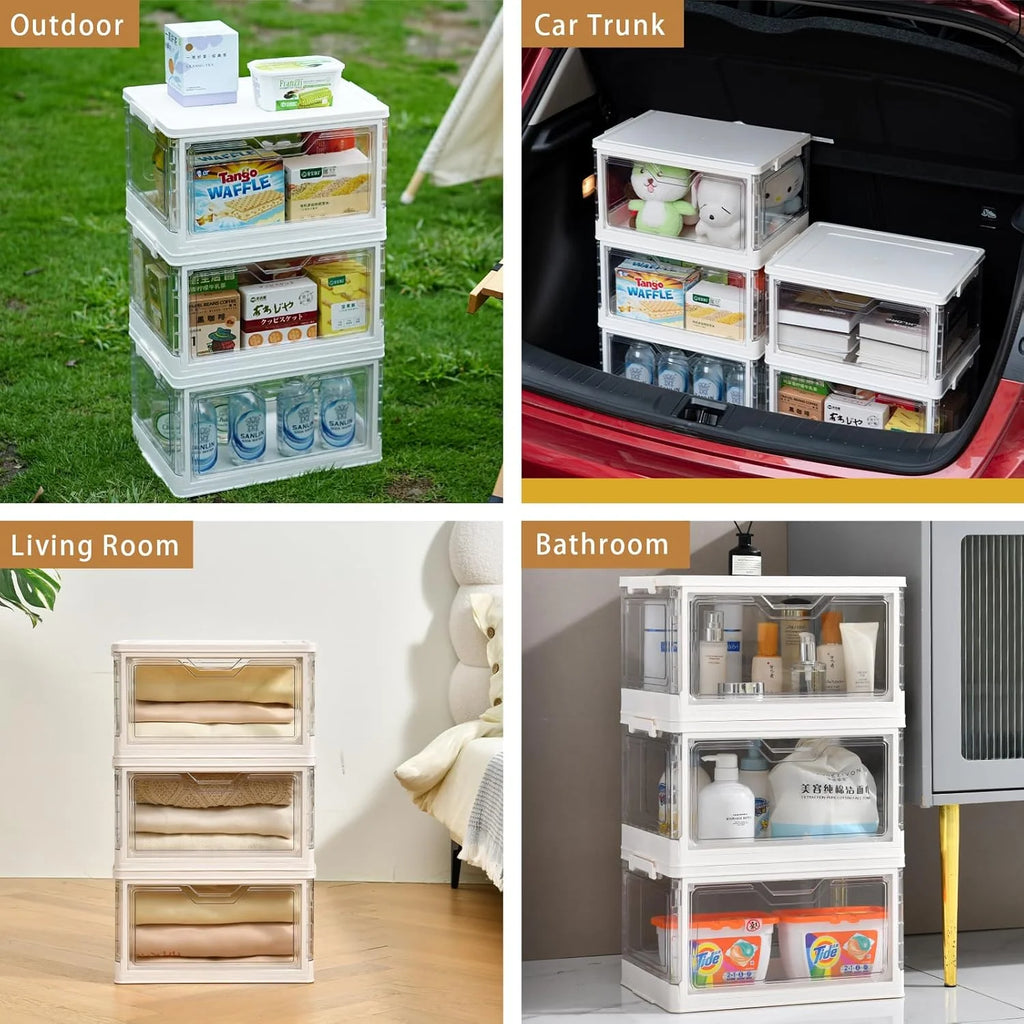 Stackable Clear Plastic Storage Bins with Lids G80963