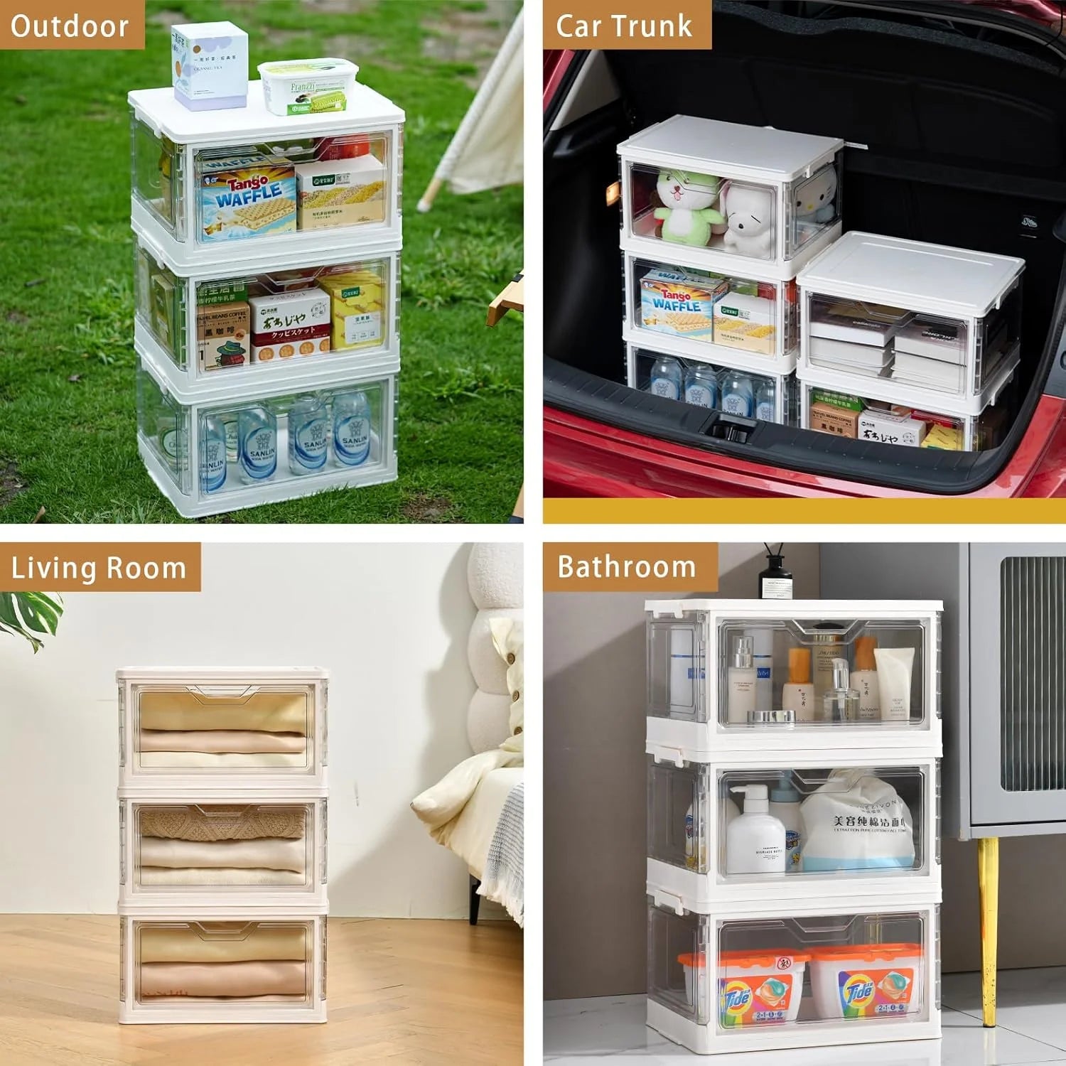 Stackable Clear Plastic Storage Bins with Lids G80963