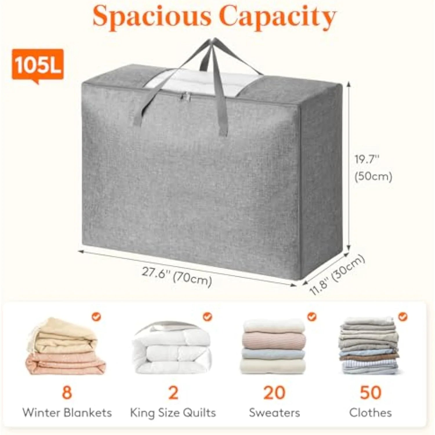 Comforter Storage Bag, 2 Pack Foldable Storage Bins with Lids and Zippers A760193