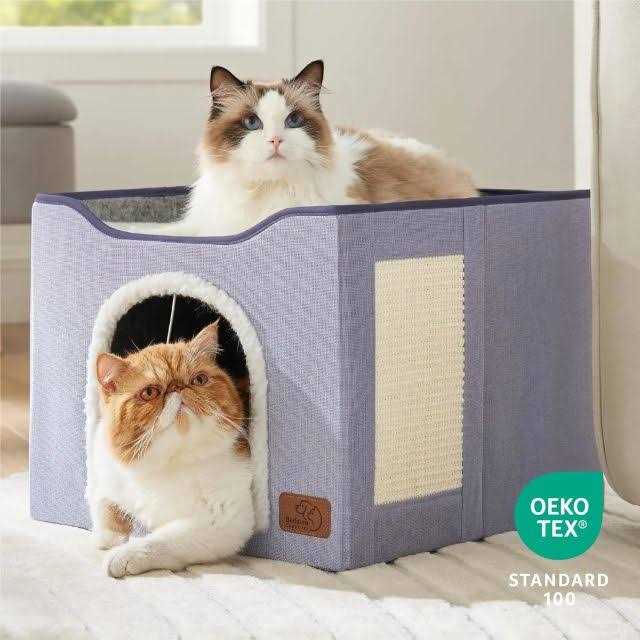 Large Cat Cave Bed with Hanging Ball and Scratch Pad C663