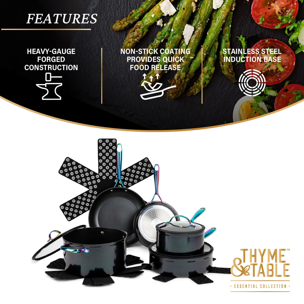 Non-Stick 12-Piece Cookware Set, Black & Rainbow R769