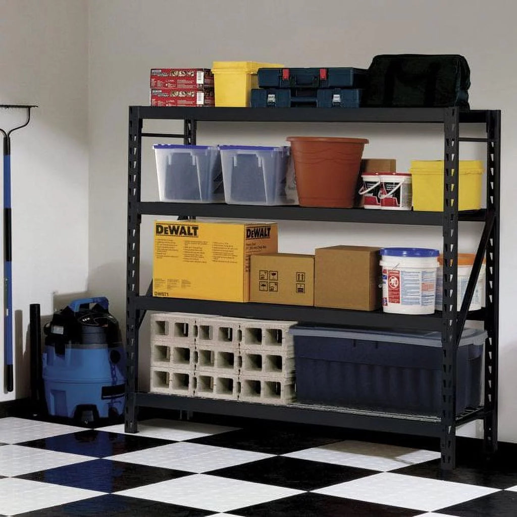 4-Tier Welded Steel Storage Rack, Black W318