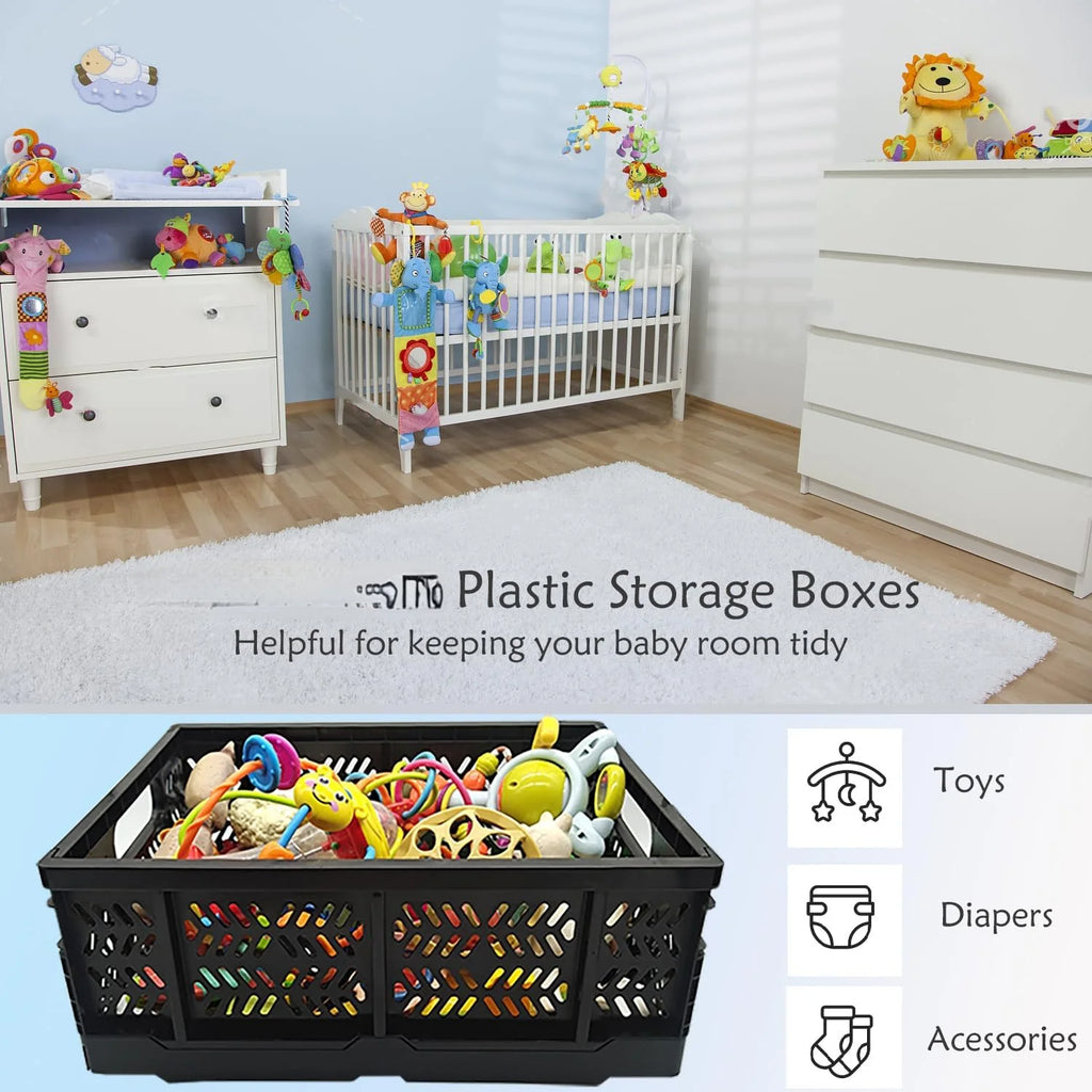Foldable Plastic Storage Crates, 20L, 4-Pack D4825