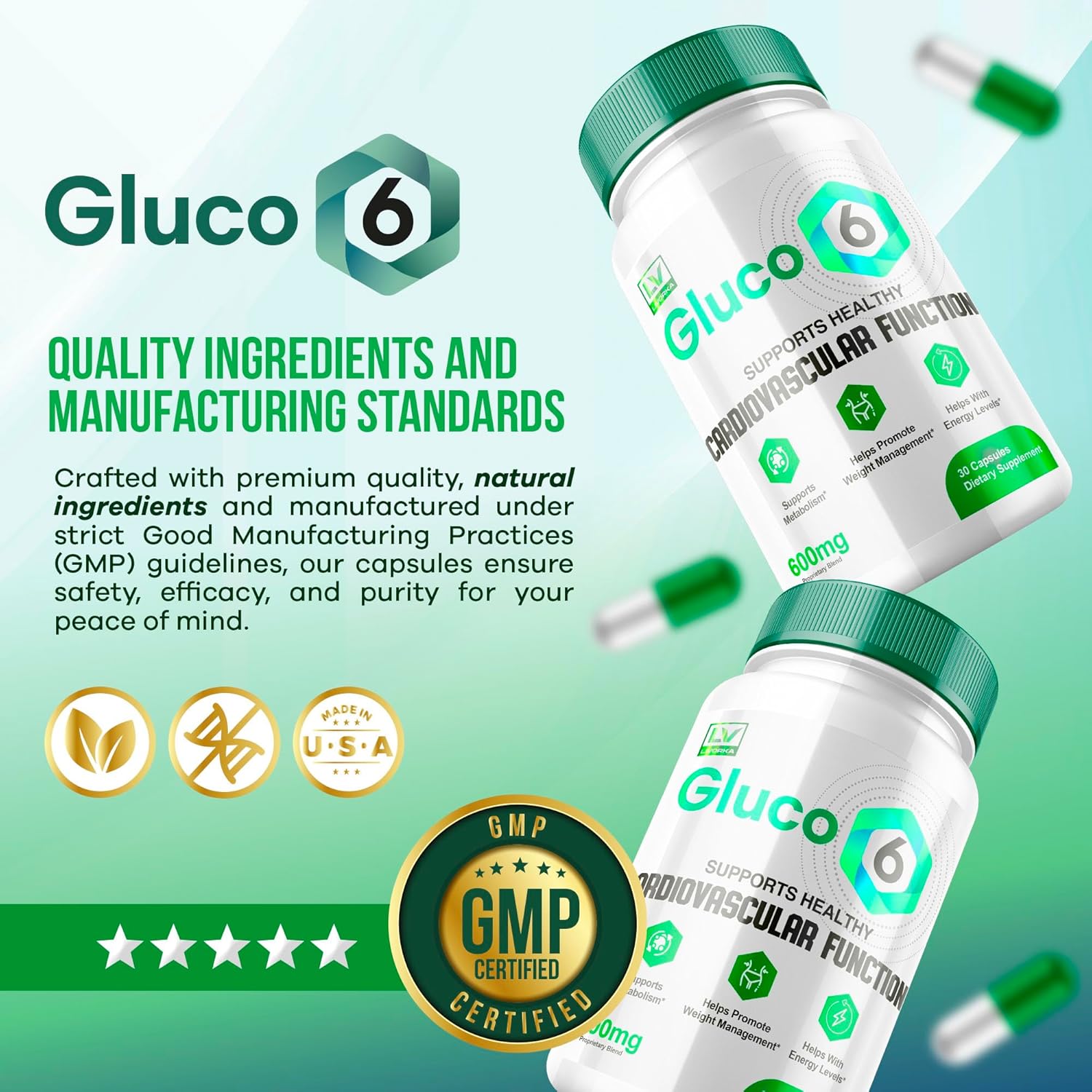 Gluco 6 Blood Support Capsules, 90 Count Z537983
