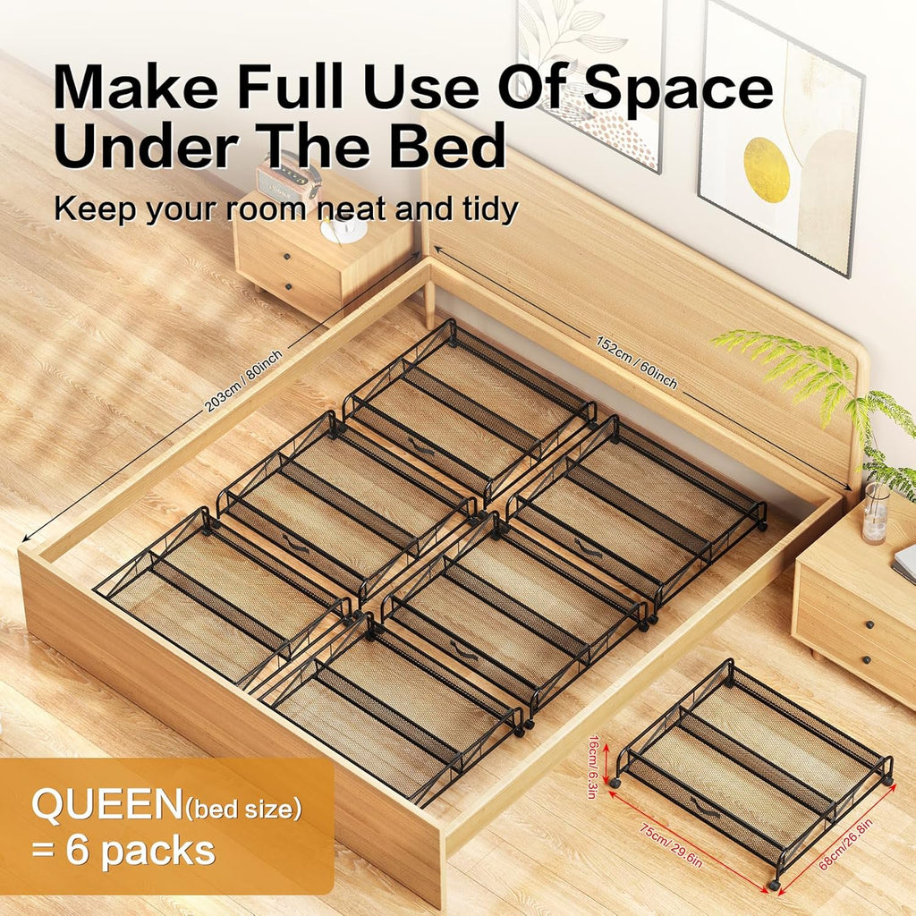 Under Bed Shoe Storage Organizer with Wheels, 2 Pack Q1838