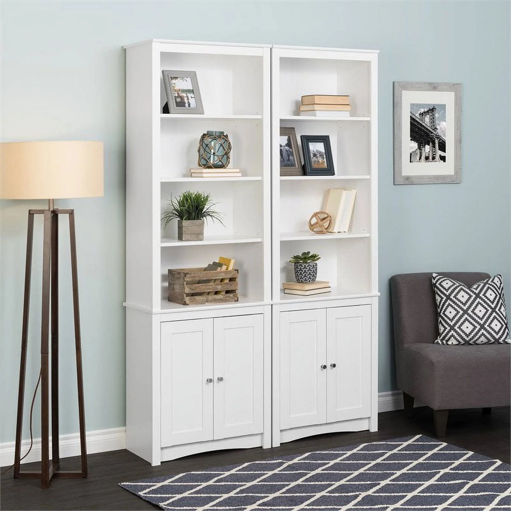 Tall 6 Shelf Bookcase with 2 Shaker Doors Q5783