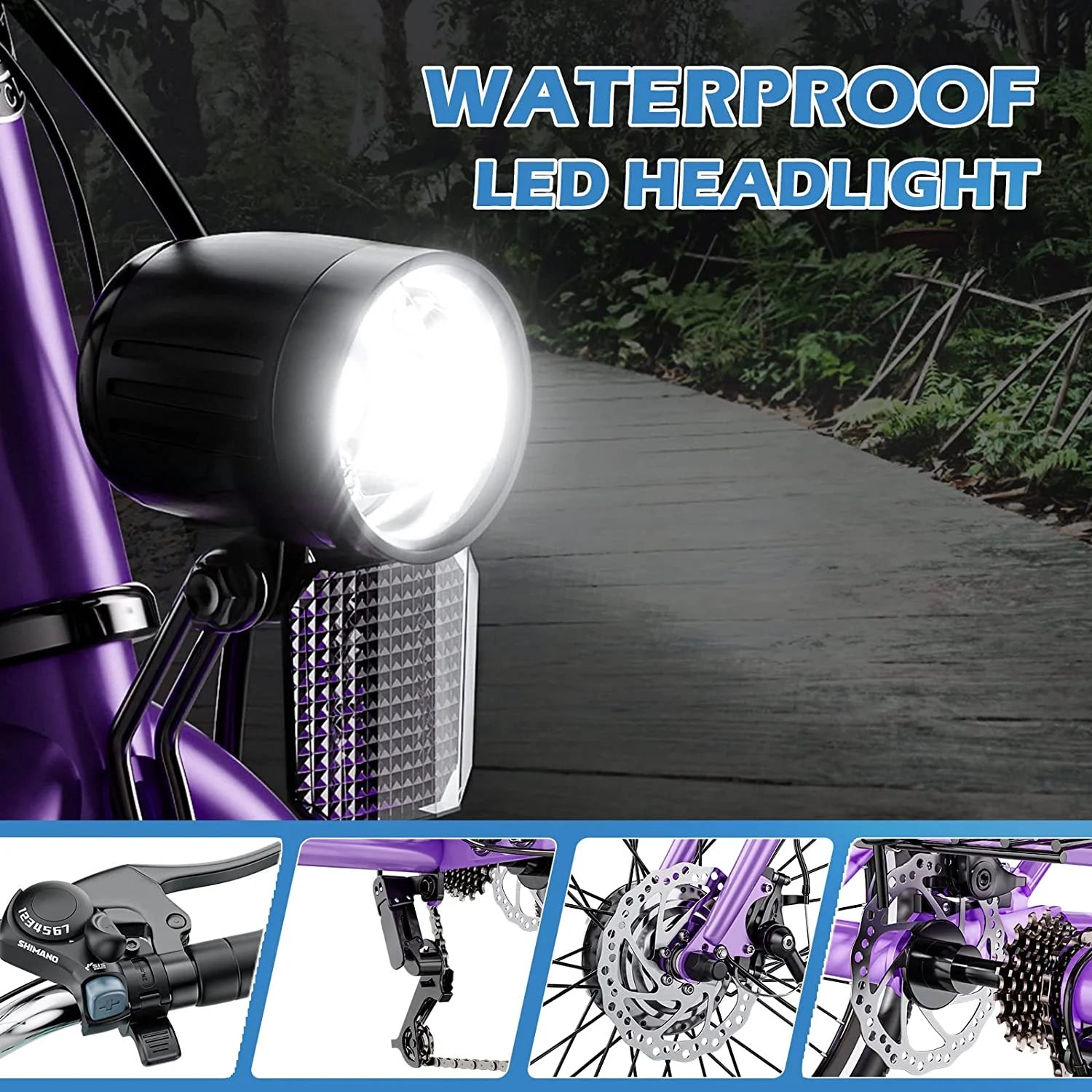 350W Electric Trike 7-Speed 3-Wheel Bicycle for Adults with Rear Basket A845073