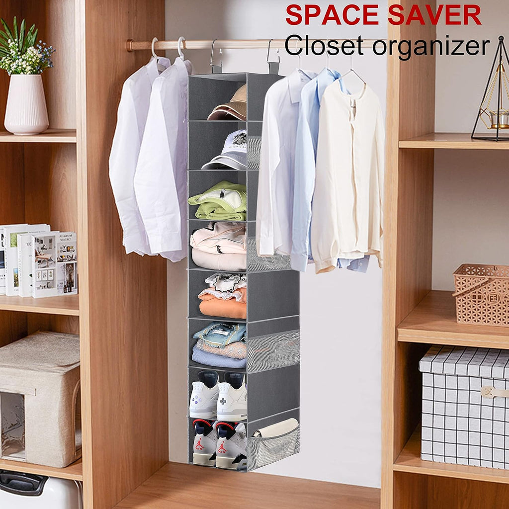 3-Tier Long Shoe Rack for Closet with 8-Shelf Hanging Organizer M871