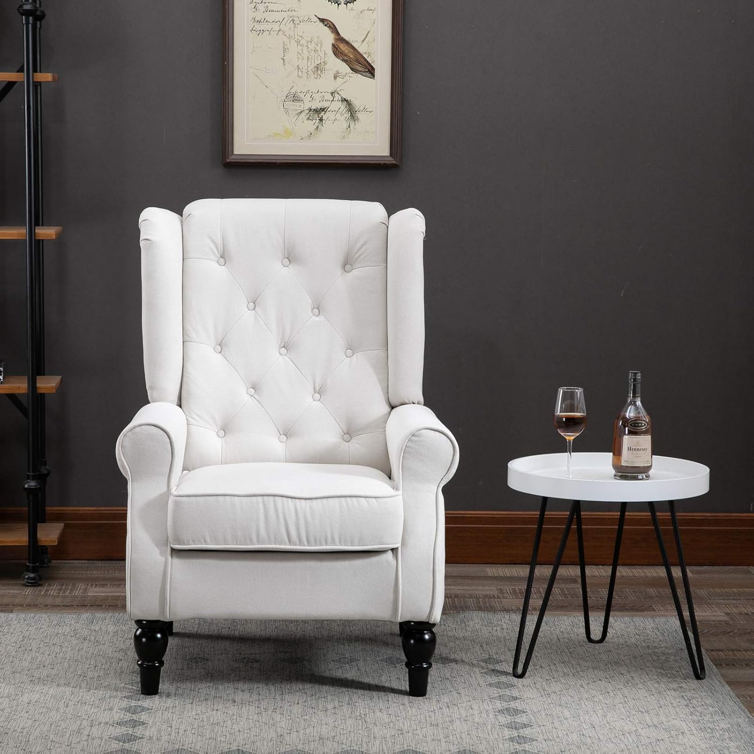 Button-Tufted Accent Chair with High Wingback, Set of 2, Cream White V426117