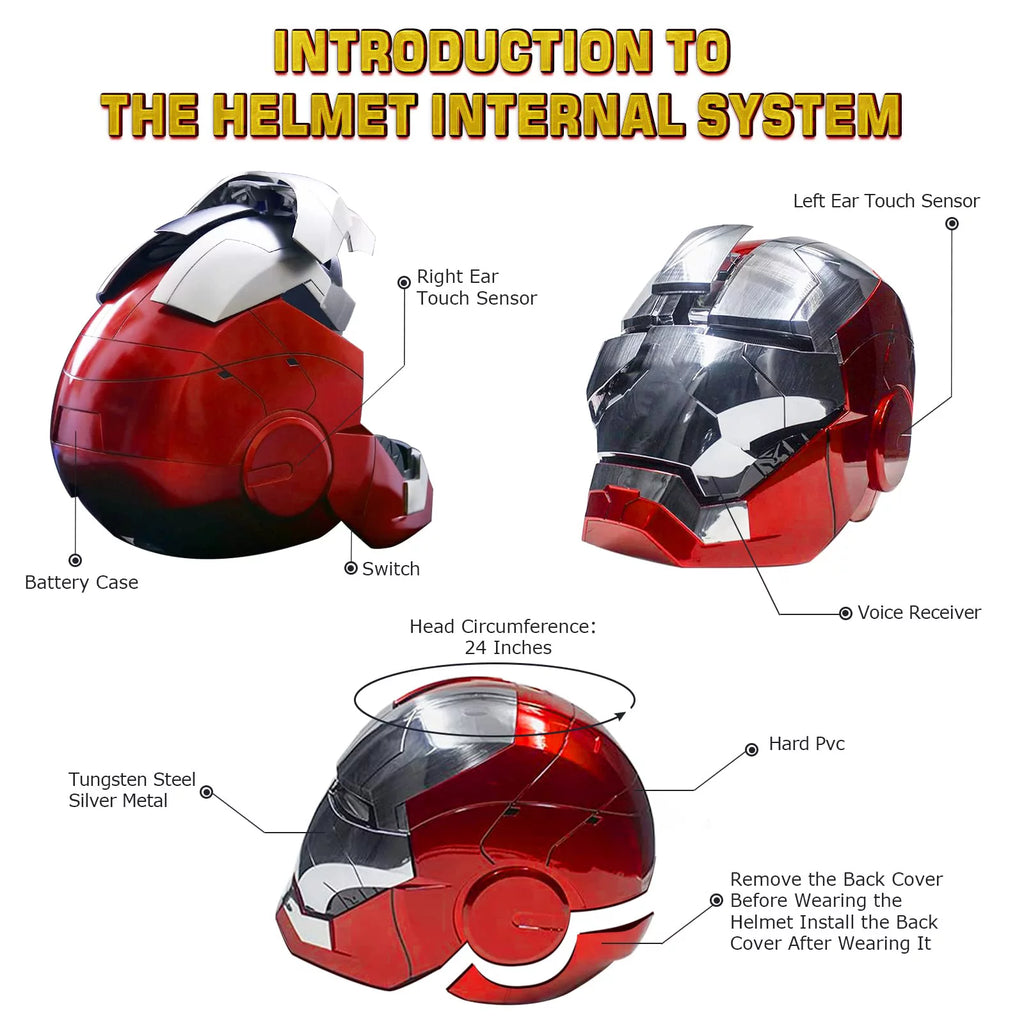 Iron Man Helmet Electronic Wearable Mask with LED Eyes Q3404