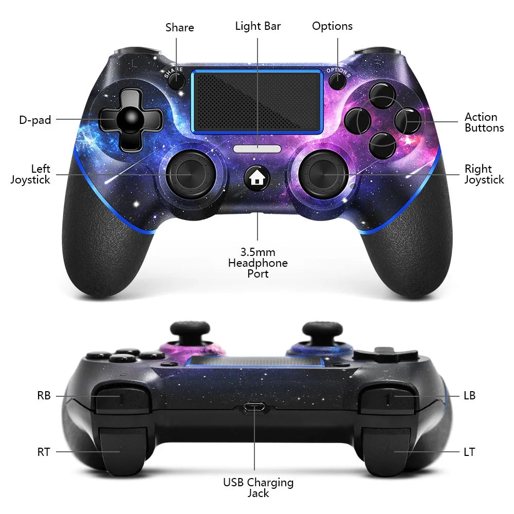 Wireless Controller for PS4 with 2 Thumb Grips, Compatible with PS4, Slim, Pro and PC J832681
