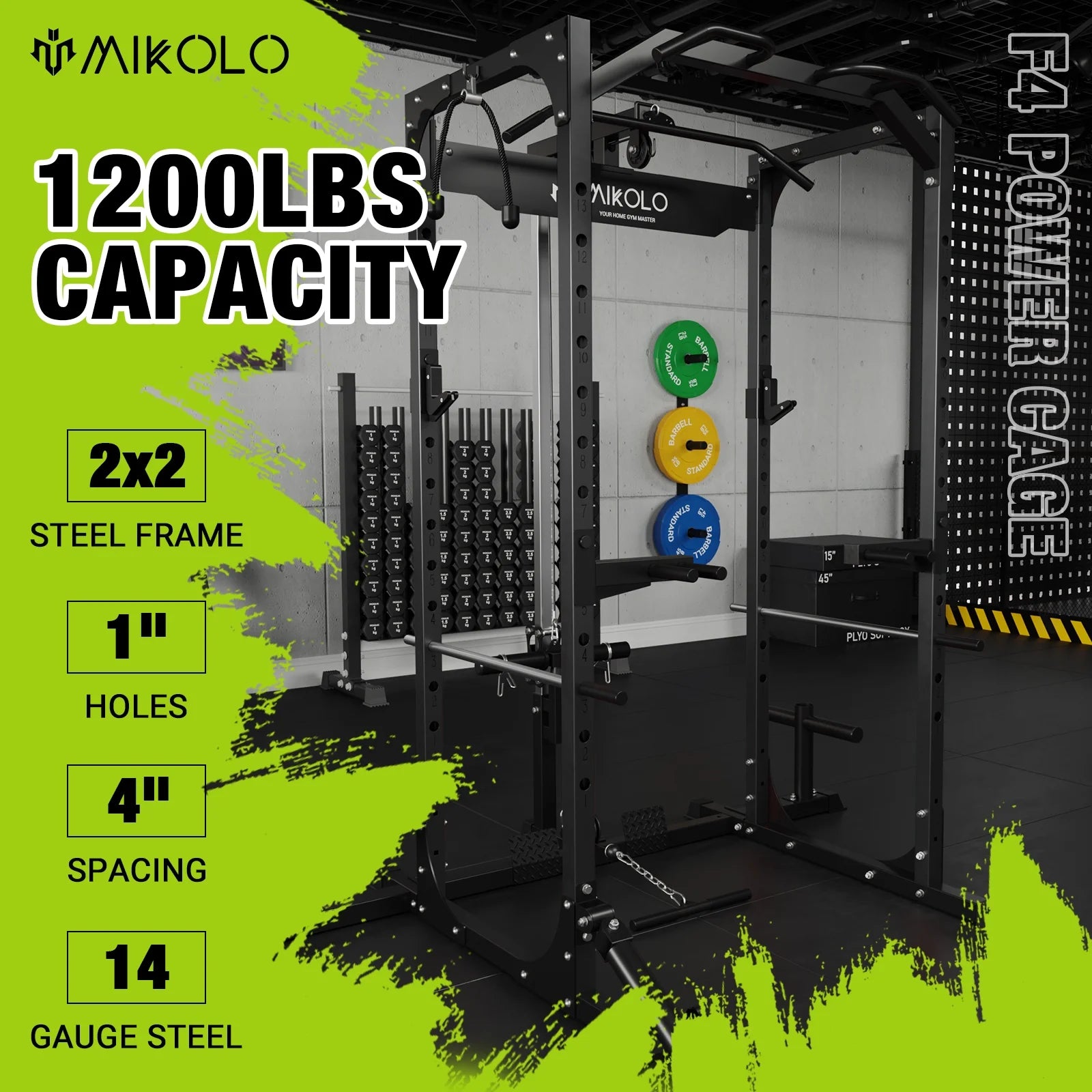 Power Rack Cage with LAT Pulldown System, 1200LBS Capacity, Squat Rack G822827