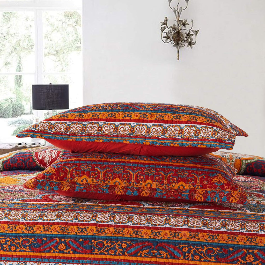 Reversible Cotton Patchwork Bedspread Set W41550