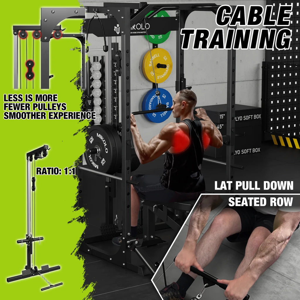 Power Rack Cage with LAT Pulldown System, 1200LBS Capacity, Squat Rack G822827