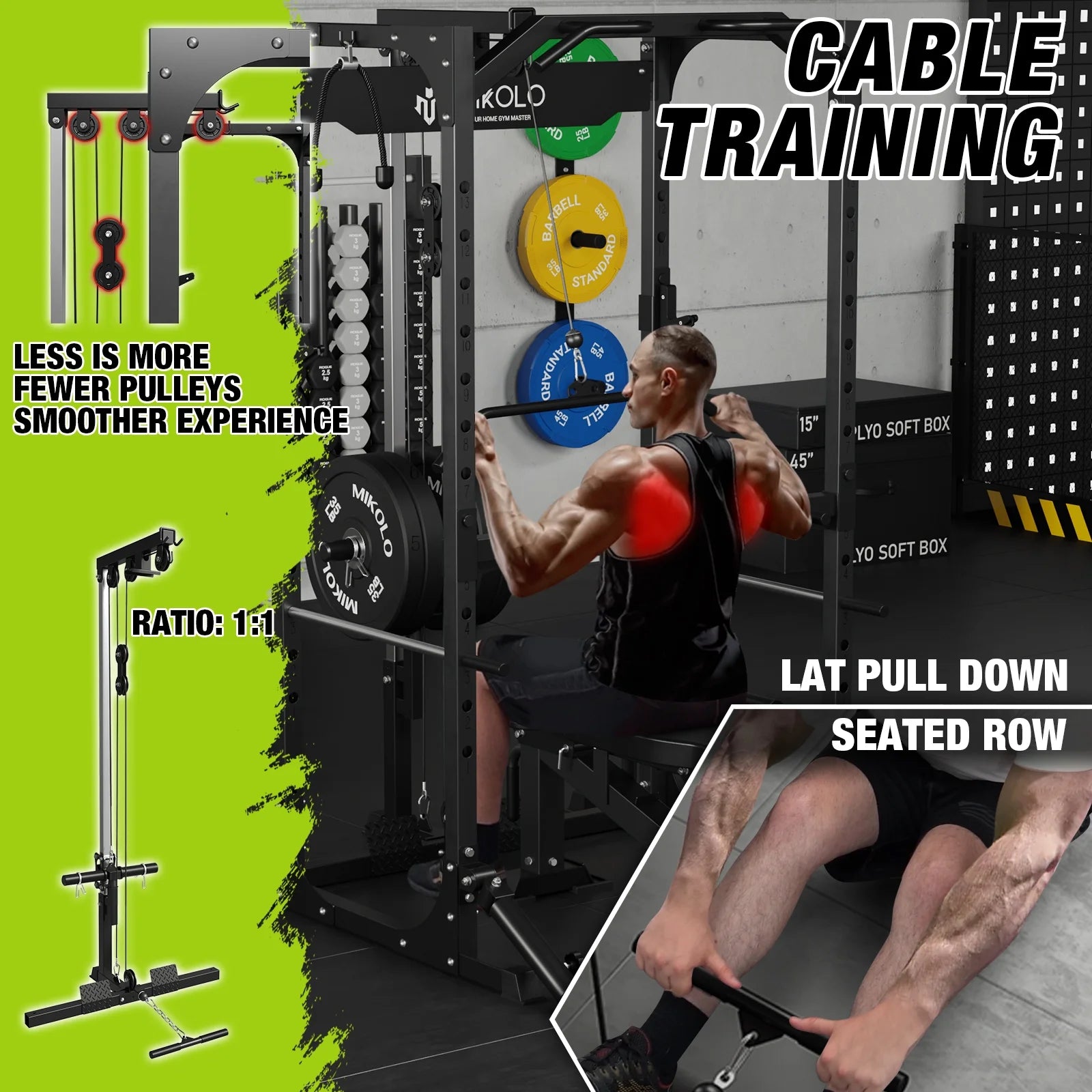 Power Rack Cage with LAT Pulldown System, 1200LBS Capacity, Squat Rack G822827