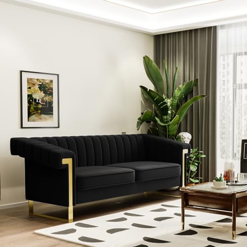 83" Velvet 3-Seater Tufted Sofa with Solid Wood Frame V9870